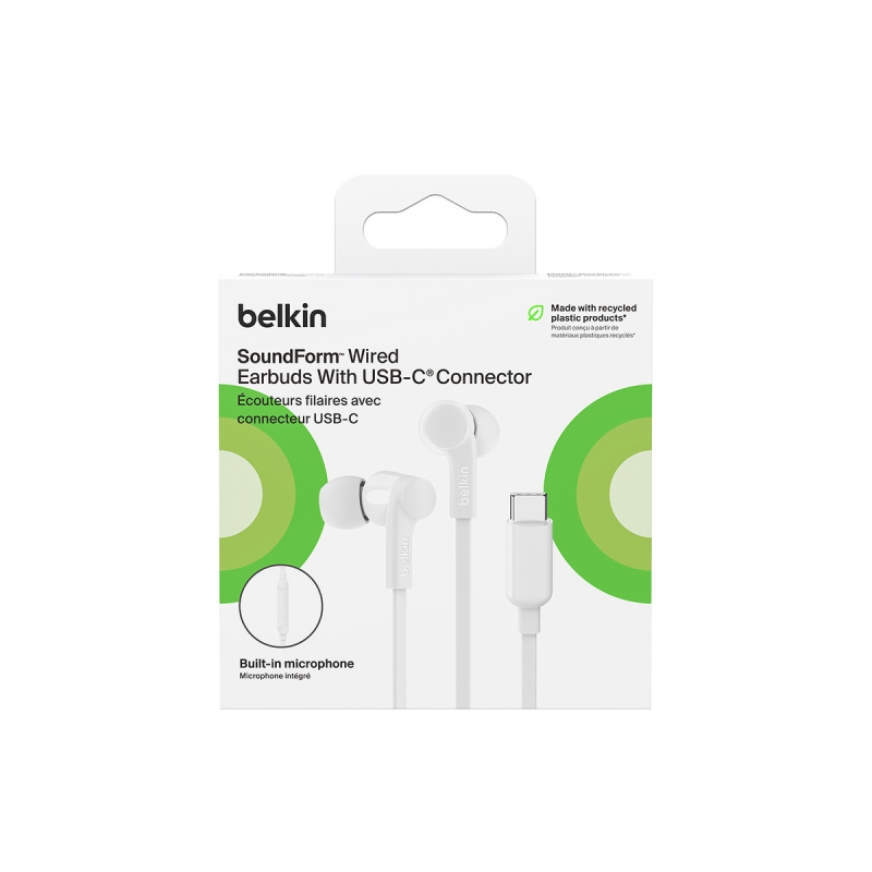 Belkin Słuchawki przewodowe douszne USB-C białe | PartsPC.pl