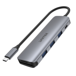 Unitek hub USB-C 3xUSB 3.1 Gen1 PD 100W SD microSD H1107C | PartsPC.pl