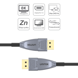 Unitek kabel optyczny DisplayPort 1.4 AOC 8K 5m | PartsPC.pl
