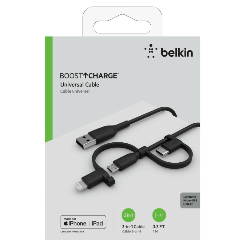 Belkin Kabel 3w1 USB-A na Lightning, microUSB, USB-C... | PartsPC.pl