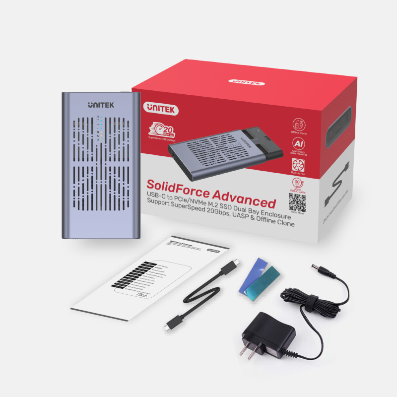 Unitek Stacja klonująca 2x M.2 PCIe/NVMe 20 Gbps | PartsPC.pl