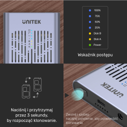 Unitek Stacja klonująca 2x M.2 PCIe/NVMe 20 Gbps | PartsPC.pl