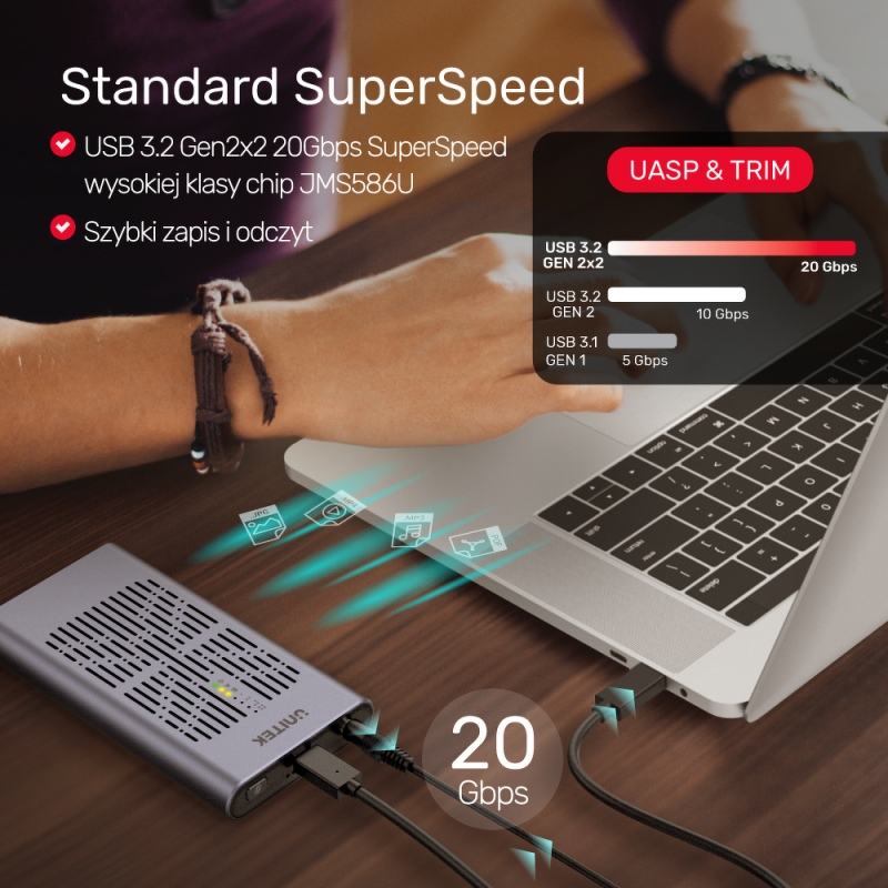 Unitek Stacja klonująca 2x M.2 PCIe/NVMe 20 Gbps | PartsPC.pl