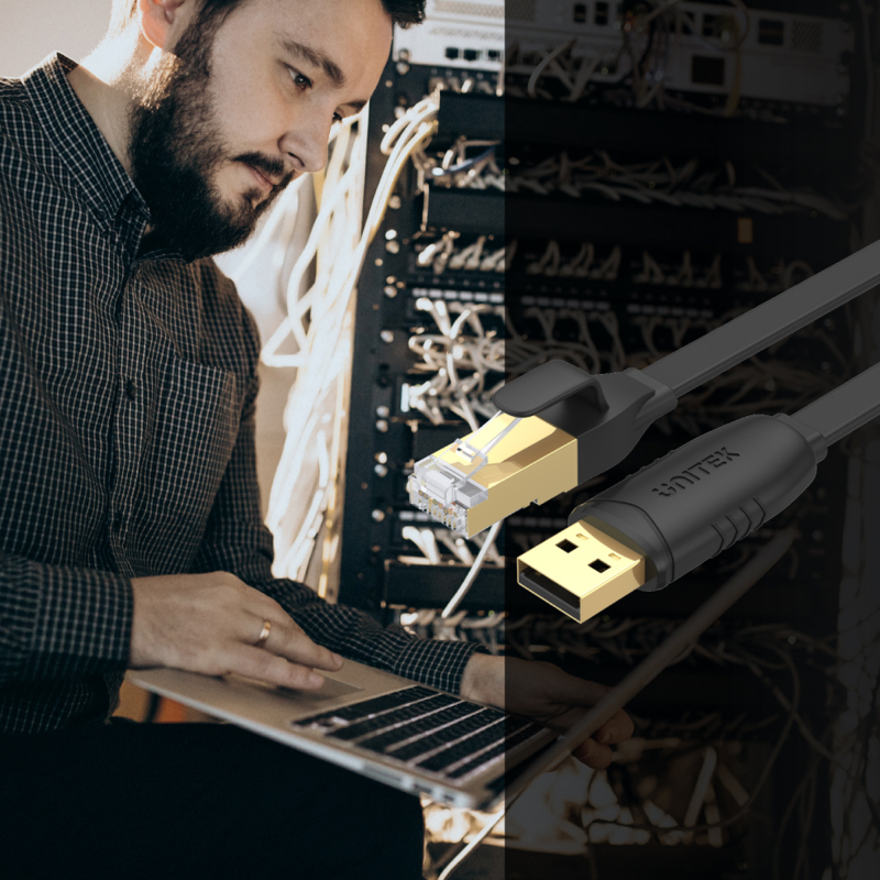 Unitek kabel RJ-45 na USB-A konsolowy 1,8m | PartsPC.pl