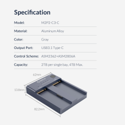 Orico Stacja klonująca dyski M.2 USB-C 10Gbps - Akcesoria | PartsPC.pl