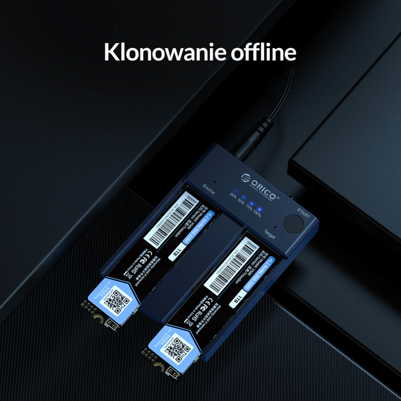 Orico Stacja klonująca dyski M.2 USB-C 10Gbps - Akcesoria | PartsPC.pl