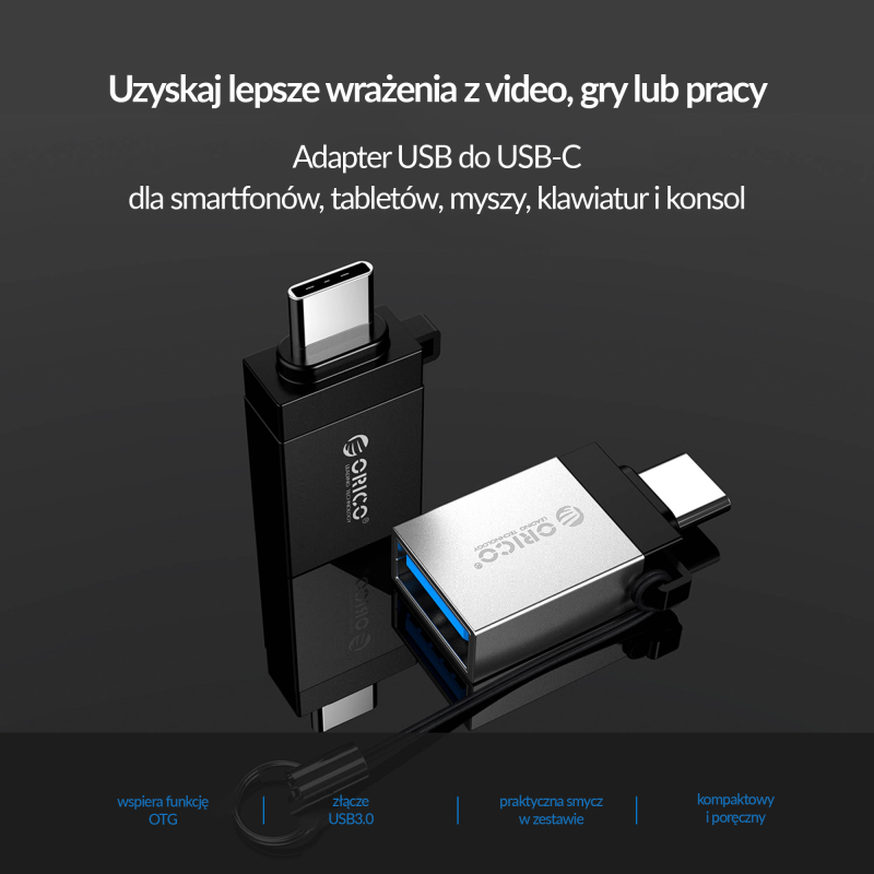 Orico Adapter USB-C na USB-A 3.1 alu zawieszka | PartsPC.pl