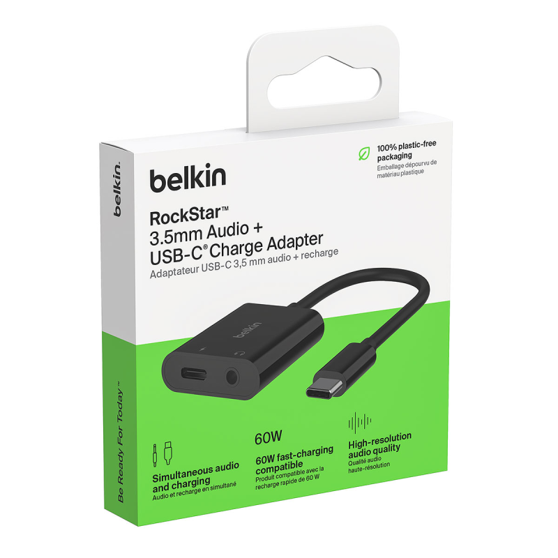 Belkin RockStar Adapter USB-C na Jack 3.5 mm, USB-C 60W... | PartsPC.pl