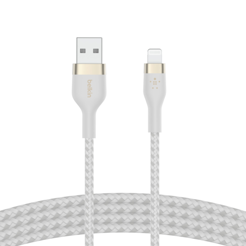 Belkin Kabel w oplocie, USB-A na Lightning, biały, 3 m | PartsPC.pl