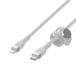 Belkin Kabel w oplocie, USB-C do Lightning, 2 m, biały | PartsPC.pl