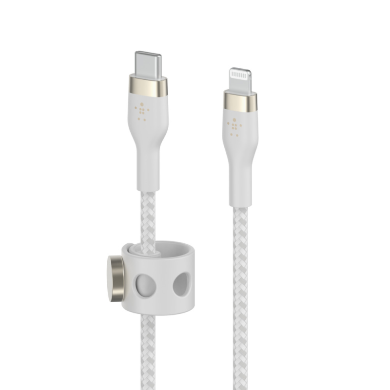 Belkin Kabel w oplocie, USB-C do Lightning, 2 m, biały | PartsPC.pl