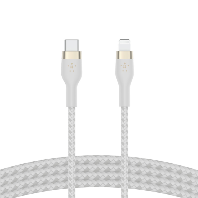 Belkin Kabel w oplocie, USB-C do Lightning, 3 m, biały | PartsPC.pl