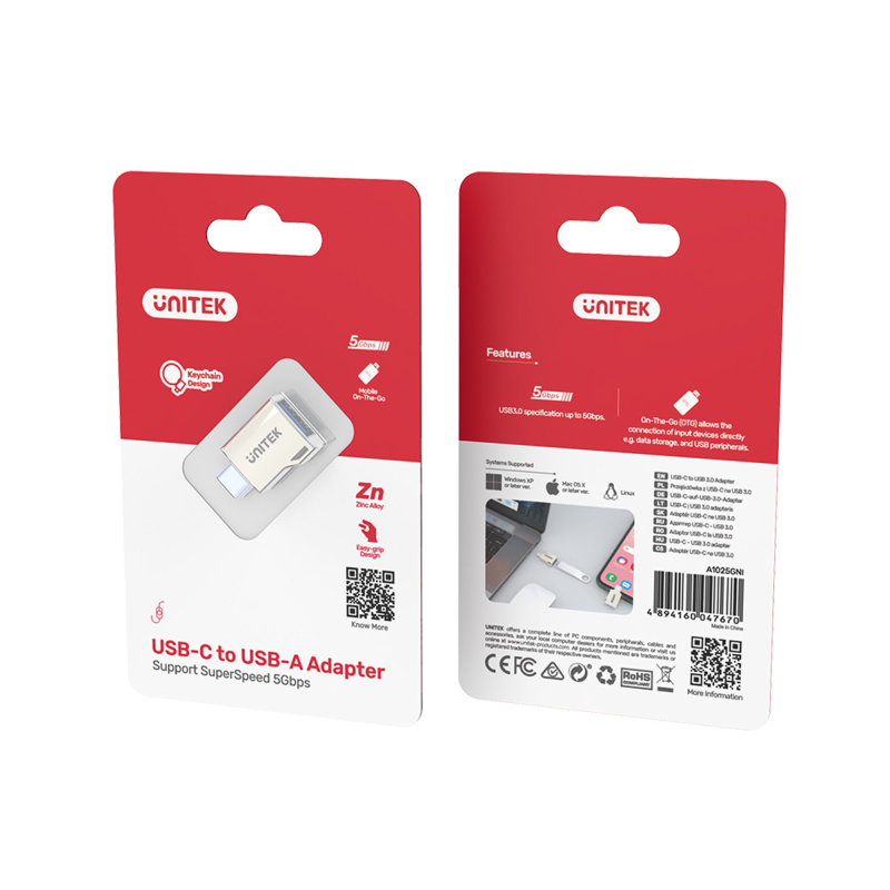 Unitek adapter USB-A na USB-C 3.1 Gen1 A1025GNI | PartsPC.pl