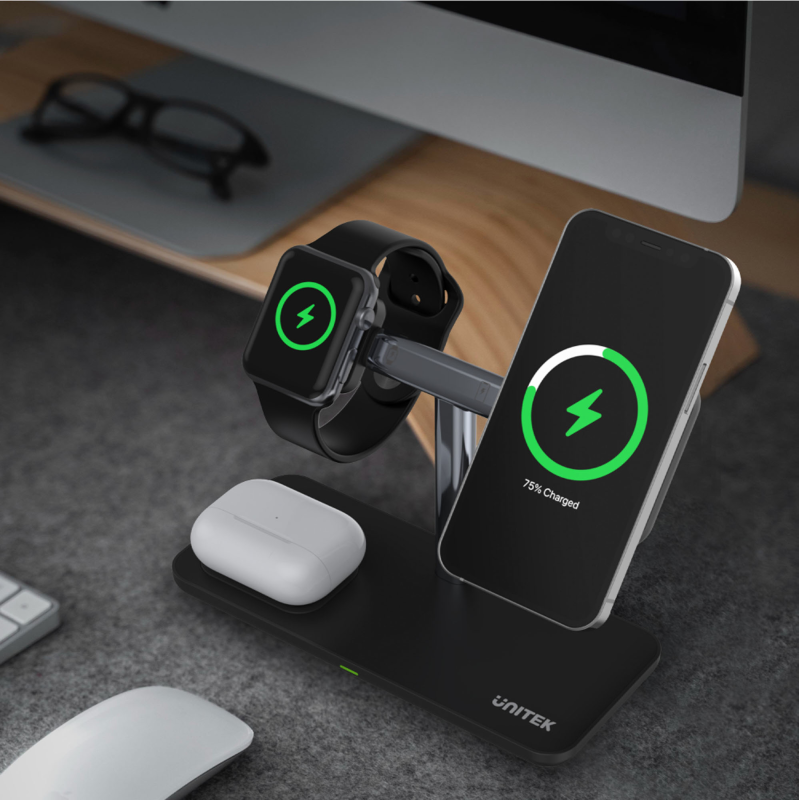 Unitek Ładowarka magnetyczna 3w1 iPhone 15W | PartsPC.pl