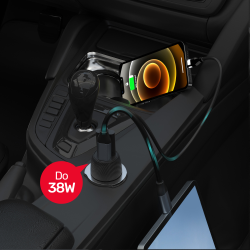 Unitek Ładowarka samochodowa Qi2 USB-A USB-C QC3.0 | PartsPC.pl