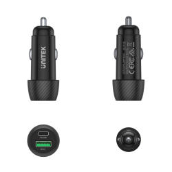 Unitek Ładowarka samochodowa Qi2 USB-A USB-C QC3.0 | PartsPC.pl
