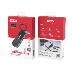 Unitek Hub USB-C 3.1 RJ-45 3xUSB-A HDMI 4K PD100W | PartsPC.pl