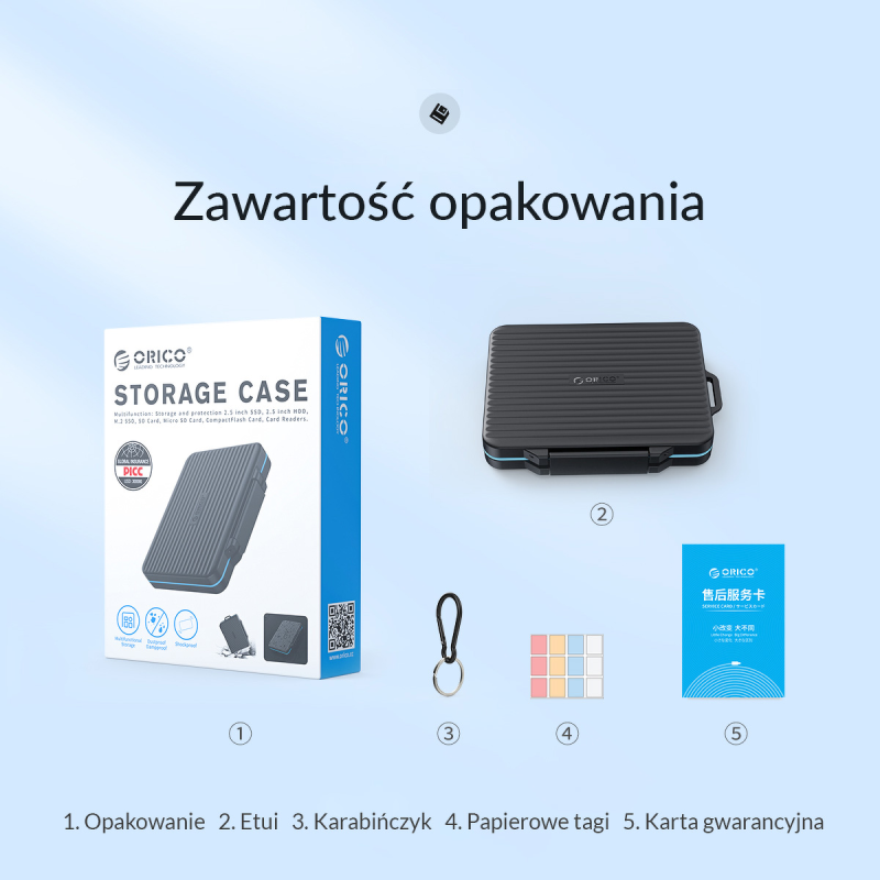 Orico Etui na karty pamięci: 6*SD, 4*microSD, 1*CF | PartsPC.pl