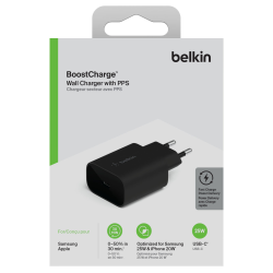 Belkin Ładowarka USB-C 25W PD PPS, sieciowa, czarna | PartsPC.pl