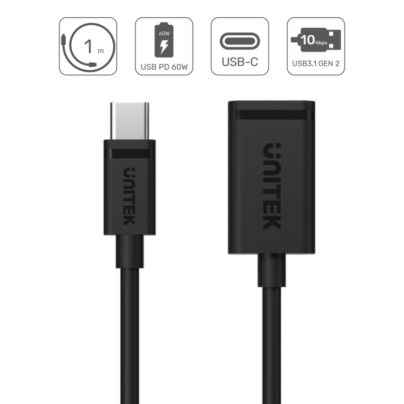 Unitek Adapter USB-C (M) do USB-A (F) 10Gbps 60 W | PartsPC.pl