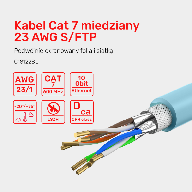 Unitek Kabel skrętka LSZH Cat. 7 S/FTP 305 m | PartsPC.pl
