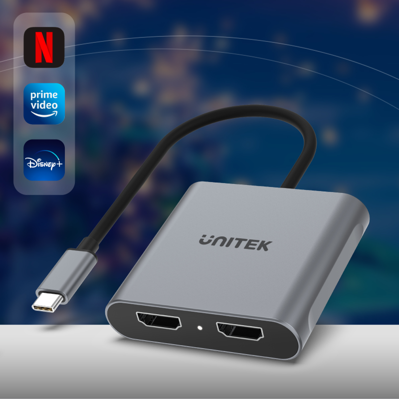 Unitek Adapter USB-C na 2x HDMI 4K MST | PartsPC.pl