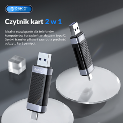 Orico Czytnik kart SD/microSD USB-A/USB-C 2.0 | PartsPC.pl