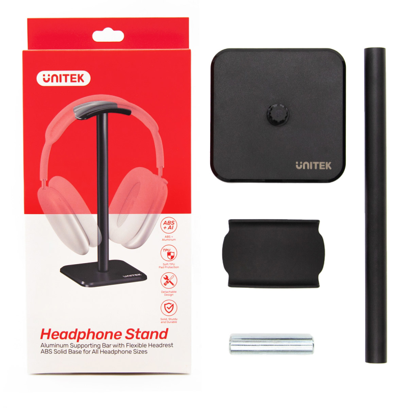 Unitek Stojak na słuchawki, czarny | PartsPC.pl