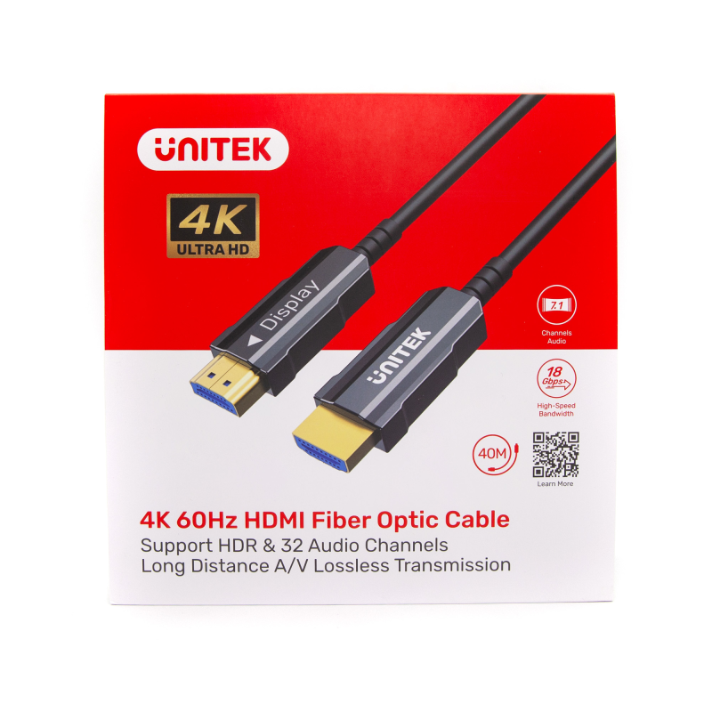 Unitek Kabel optyczny HDMI 2.0 AOC 4K 60Hz 40 m | PartsPC.pl