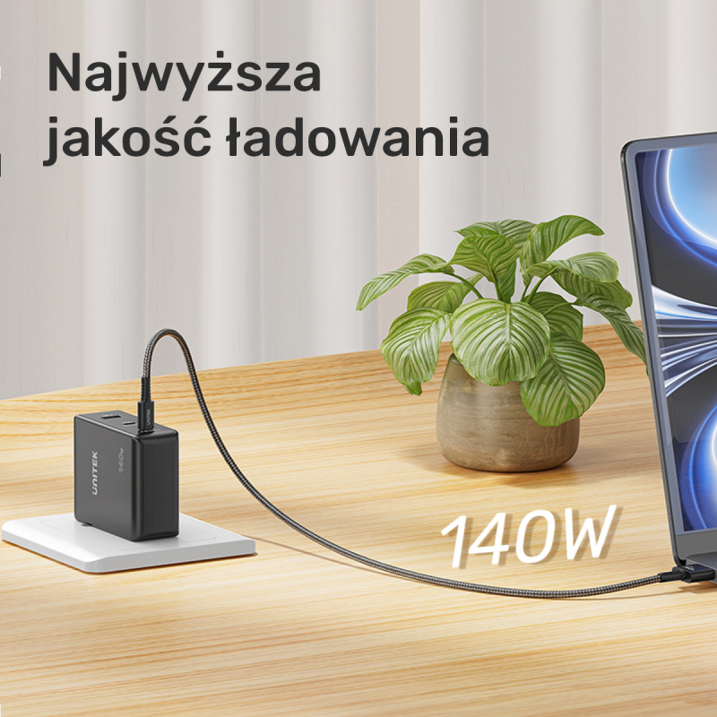 Unitek Kabel zasilający USB-C - MagSafe 3 140W 1 m | PartsPC.pl
