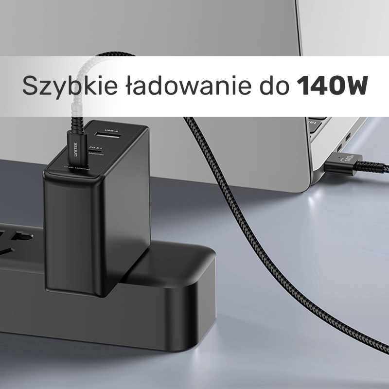 Unitek Kabel zasilający USB-C - MagSafe 3 140W 1 m | PartsPC.pl