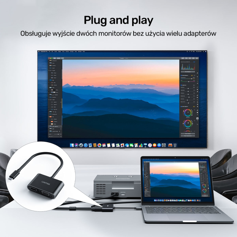 Unitek Adapter USB-C na HDMI 4K i VGA FullHD | PartsPC.pl