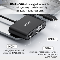 Unitek Adapter USB-C na HDMI 4K i VGA FullHD | PartsPC.pl