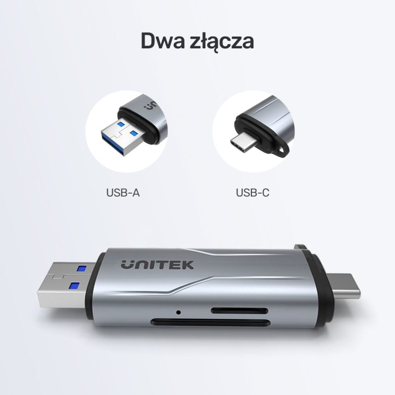 Unitek Czytnik kart SD/microSD USB-A 5Gbps/USB-C | PartsPC.pl