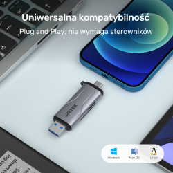 Unitek Czytnik kart SD/microSD USB-A 5Gbps/USB-C | PartsPC.pl
