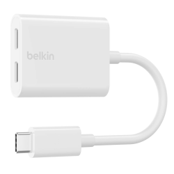 Belkin Adapter 2/USB-C do audio i ładowania PD 60W, biały | PartsPC.pl
