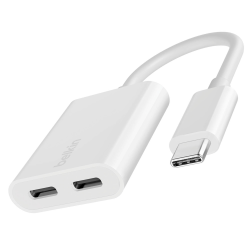 Belkin Adapter 2/USB-C do audio i ładowania PD 60W, biały | PartsPC.pl