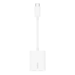 Belkin Adapter 2/USB-C do audio i ładowania PD 60W, biały | PartsPC.pl