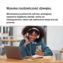 Belkin Adapter 2/USB-C do audio i ładowania PD 60W, biały | PartsPC.pl