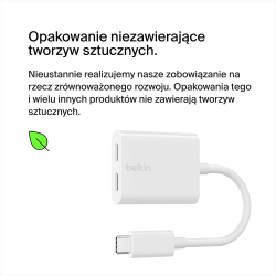 Belkin Adapter 2/USB-C do audio i ładowania PD 60W, biały | PartsPC.pl
