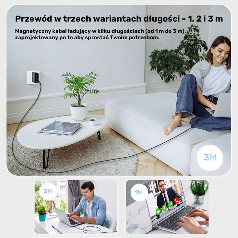 Unitek Kabel zasilający USB-C - MagSafe 3 140W 2 m