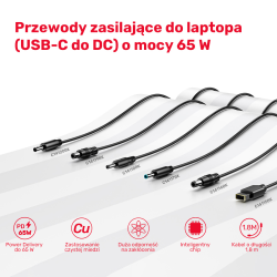 Kabel zasilający do Lenovo 65W USB-C - DC4,0mm | PartsPC.pl