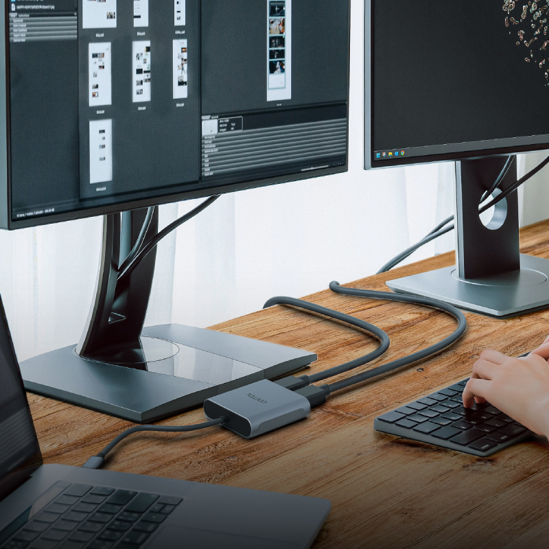 Unitek Adapter USB-C na 2x port DP 1.4 8K 60Hz | PartsPC.pl