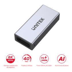 Unitek Łącznik USB-C(F) - USB-C(F) 8K 40Gbps 240W | PartsPC.pl