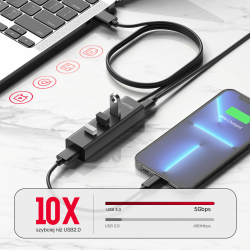 Unitek Aktywny hub USB-A 5Gbps, 4 porty USB-A | PartsPC.pl