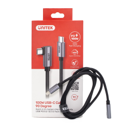 Unitek Kabel USB-C kątowy 90° PD100W 1m | PartsPC.pl