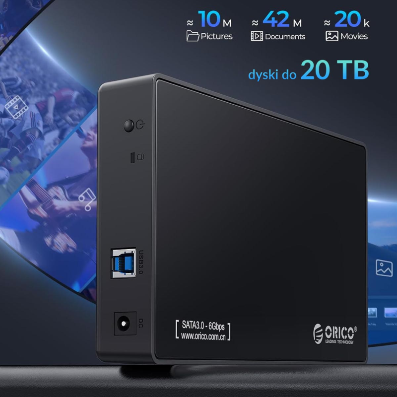 Orico Obudowa dysku SATA 3,5'' USB 5Gbps - Akcesoria | PartsPC.pl