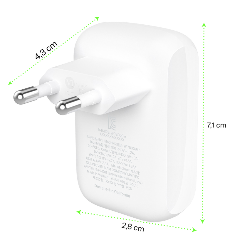 Belkin Ładowarka USB-C 30W, USB-A 12 W, 42W, kątowa... | PartsPC.pl