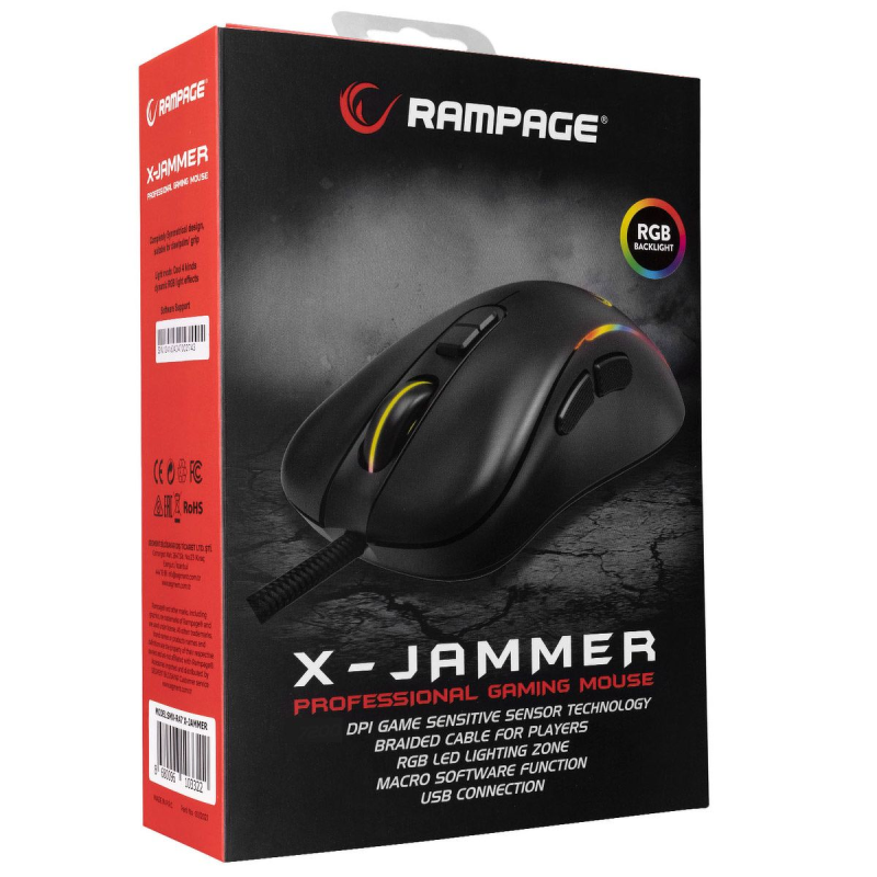 Rampage Mysz X-JAMMER V2 RGB 12800DPI 1kHz Macro | PartsPC.pl