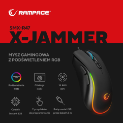 Rampage Mysz X-JAMMER V2 RGB 12800DPI 1kHz Macro | PartsPC.pl
